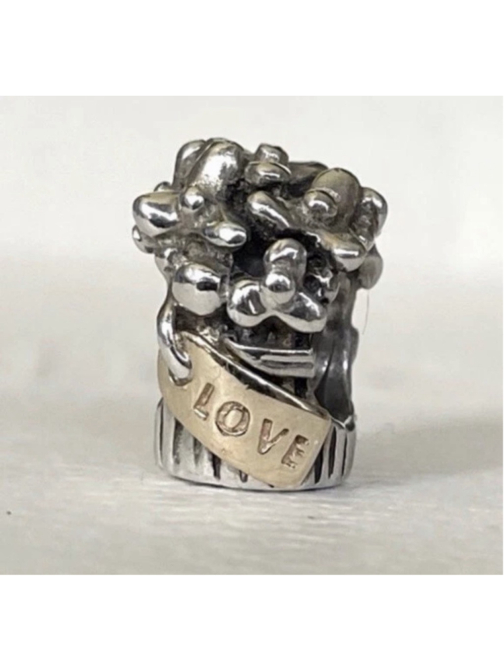 PANDORA - CHARMS - FLOWER BOUQUET CHARM - STERLING SILVER & 14K GOLD - RETIRED